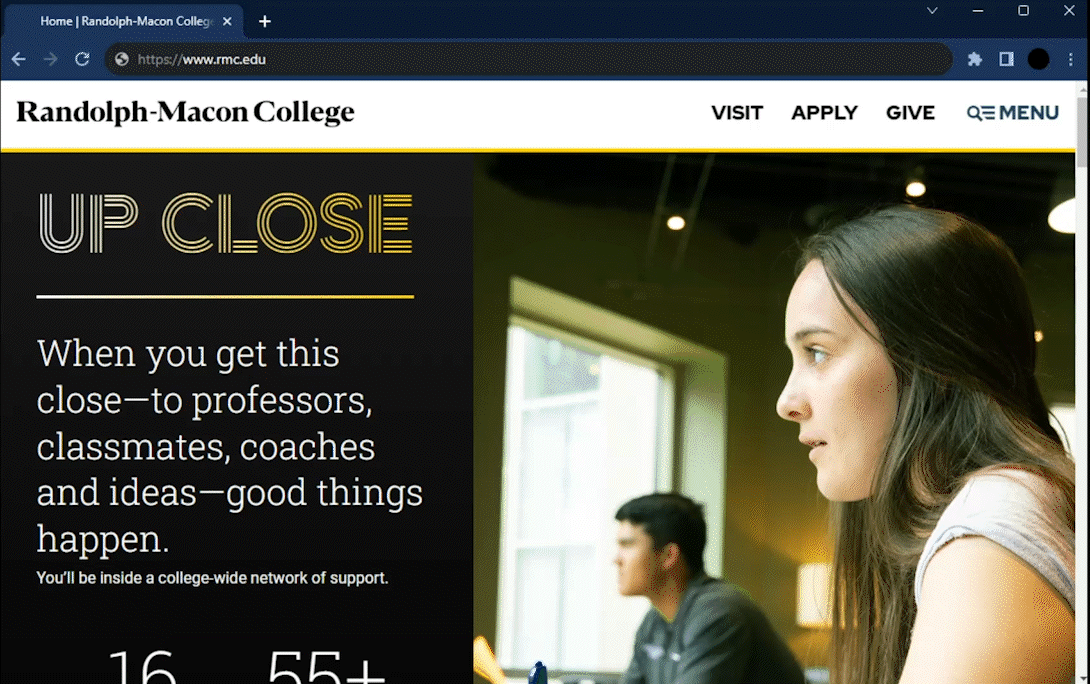 Prospective student at admissions event.