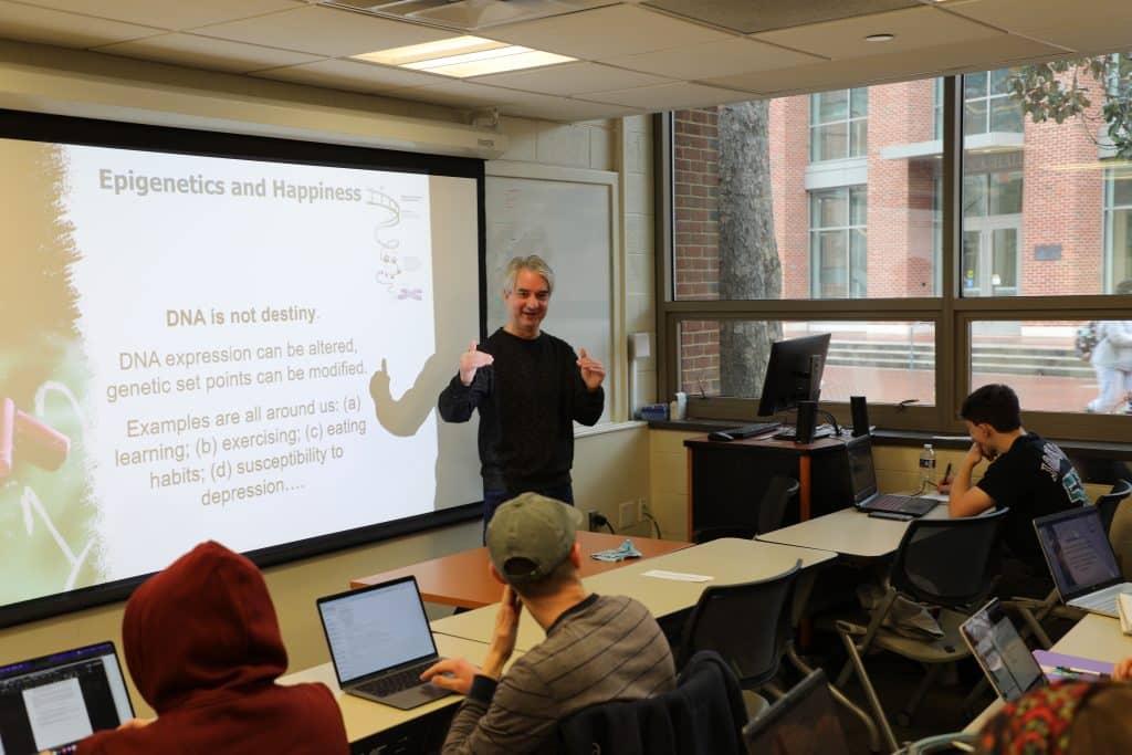 Dr. Massimo Bardi instructs the Psychobiology of Happiness course