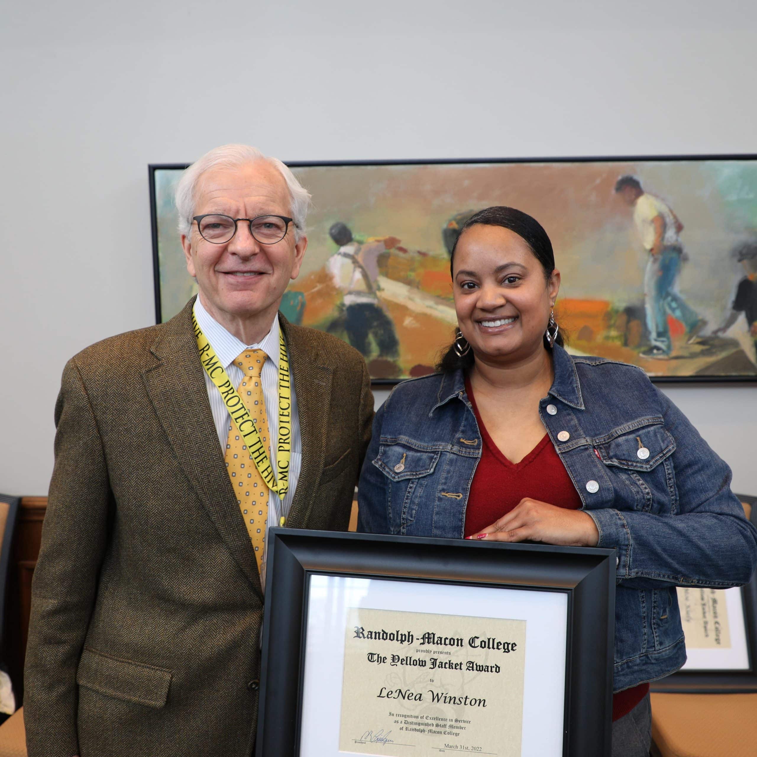 LeNea Winston posing with president Lindgren