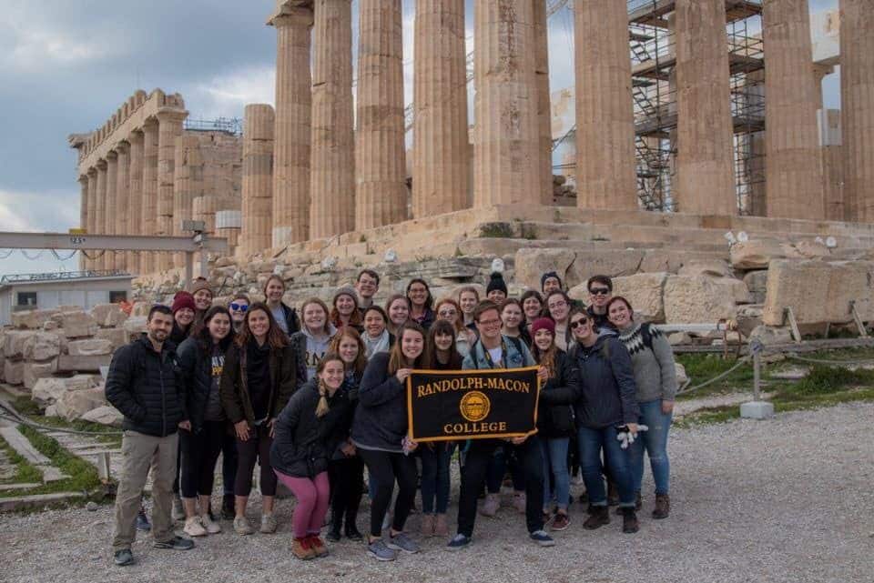 RMC classics majors and minors at the Acropolis in Greece.