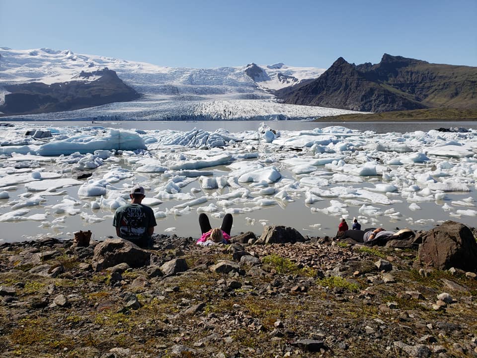 Environmental studies students studying geology in Iceland