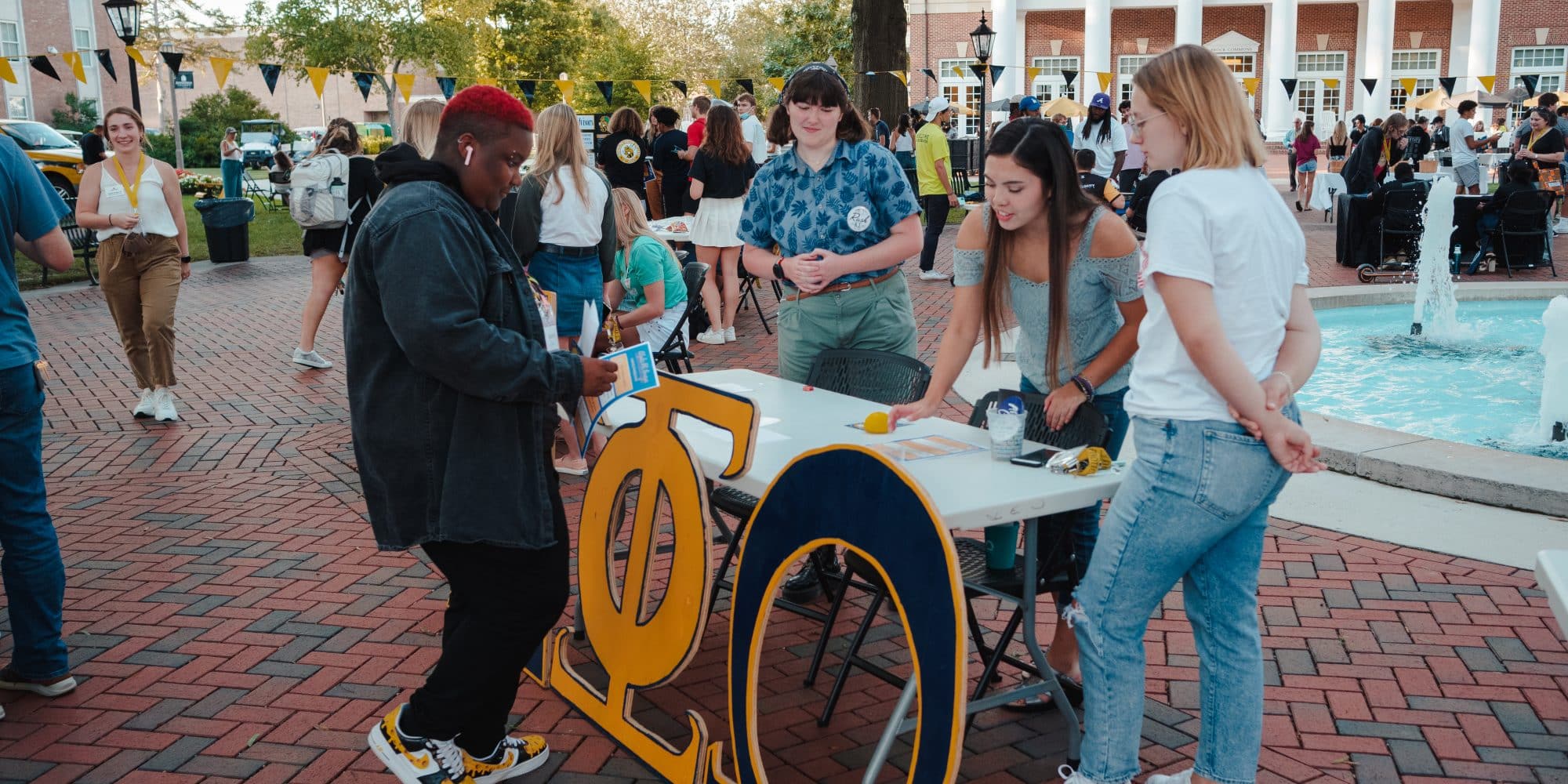 Randolph-Macon College students at the faternity and sorority activity carnival.