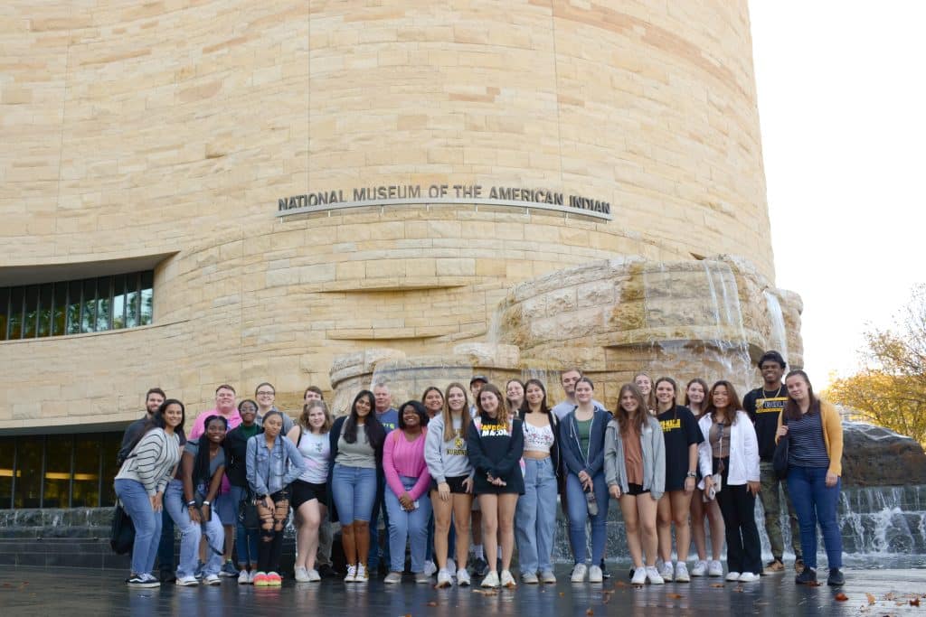 Randolph-Macon College students visiting the National Museum of the American Indidan