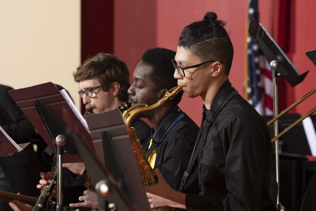 students playing saxophone