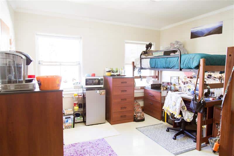An image of the inside of a dorm room within Jones Hall