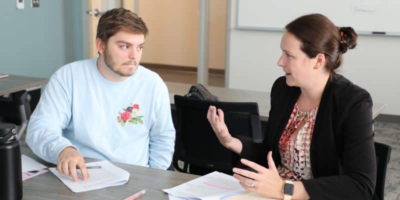 Dr. Savanna Love '10 provides instruction in an education course