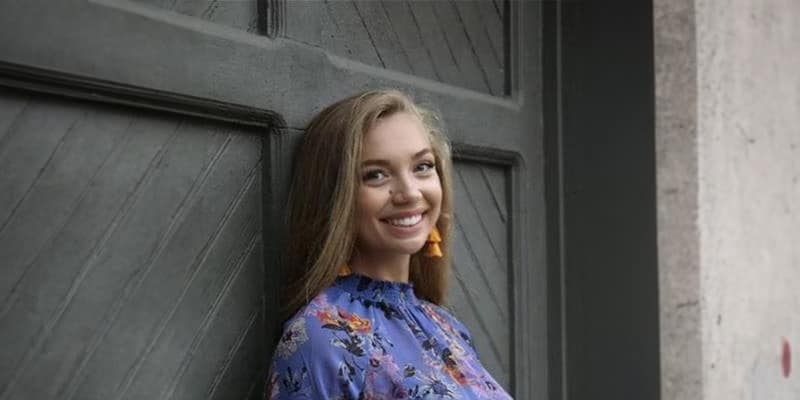 Young woman, floral dress