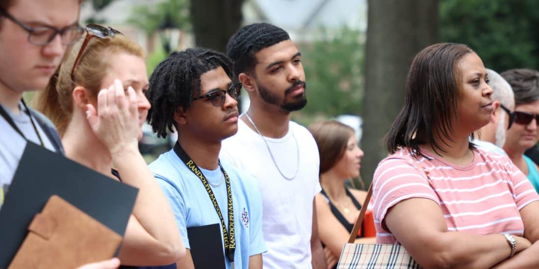 Prospective students at RMC admissions event.