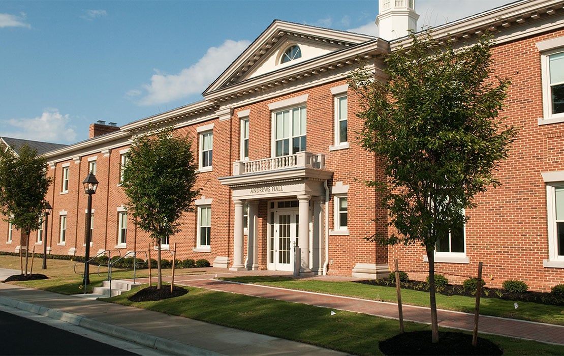 The front of Andrews Hall.