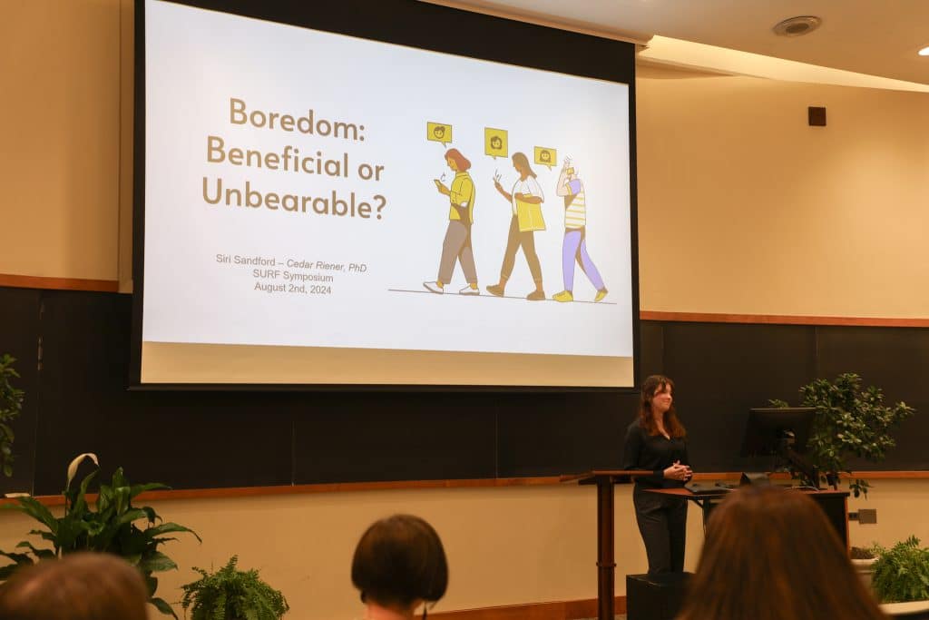 Psychology degree students presenting psychology projects