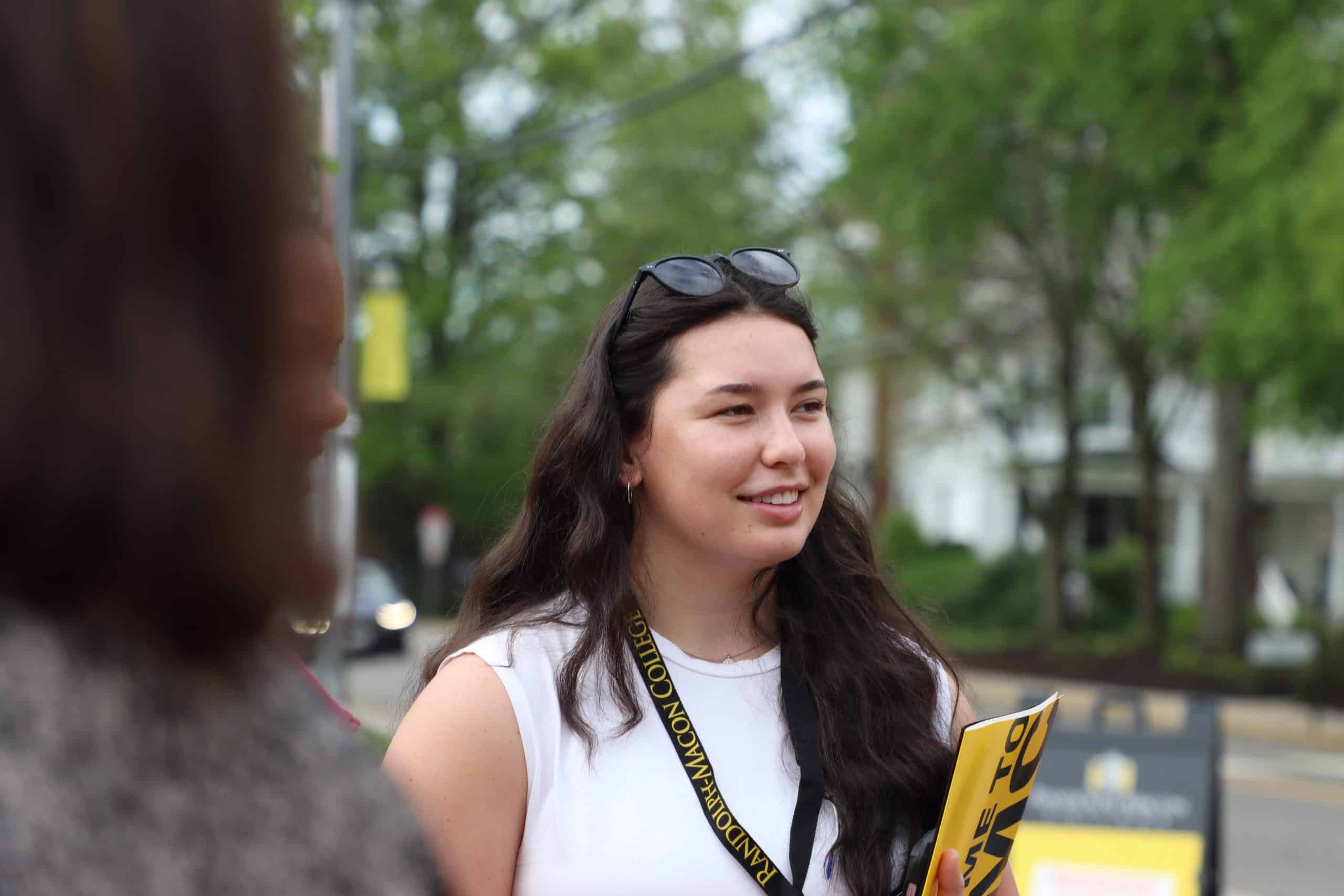 Student at admissions event.