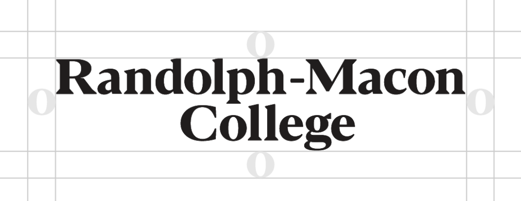 The text "Randolph-Macon College" appears in bold black font, centered on a white background with light gray gridlines, consistent with college branding guidelines.