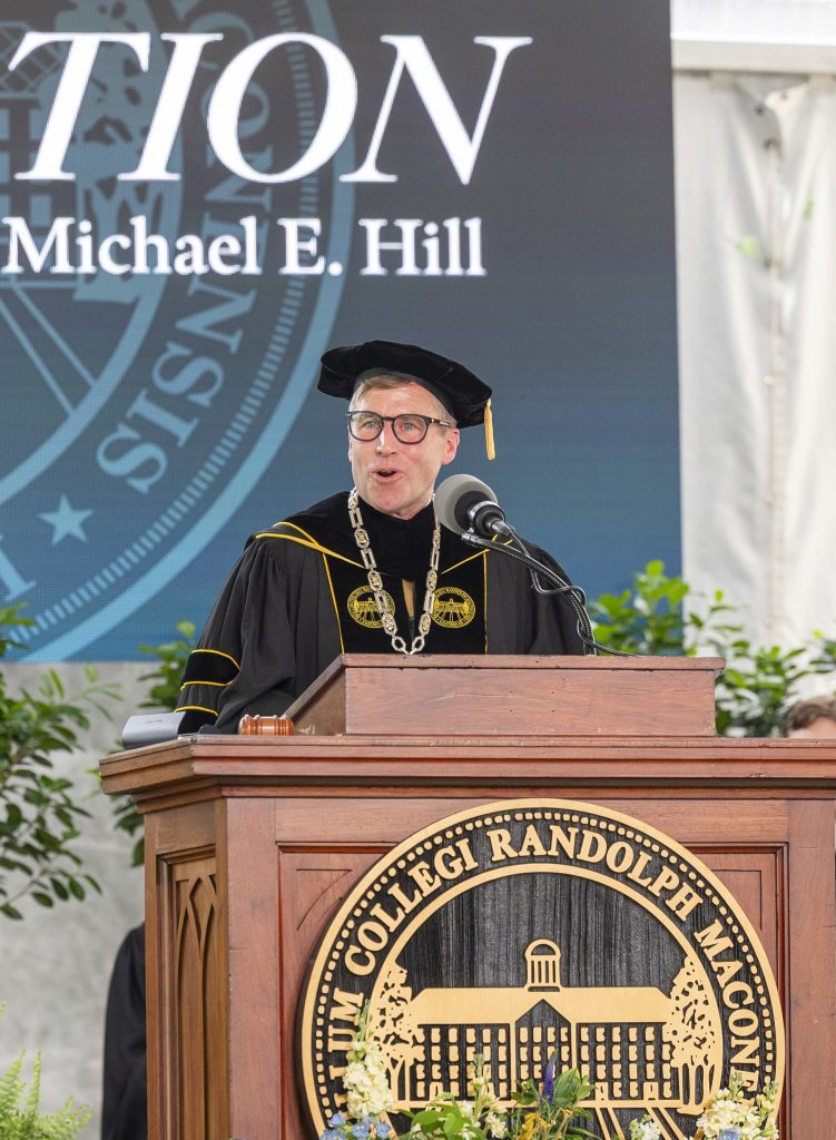 Michael Hill delivers an address during his inauguration as RMC President