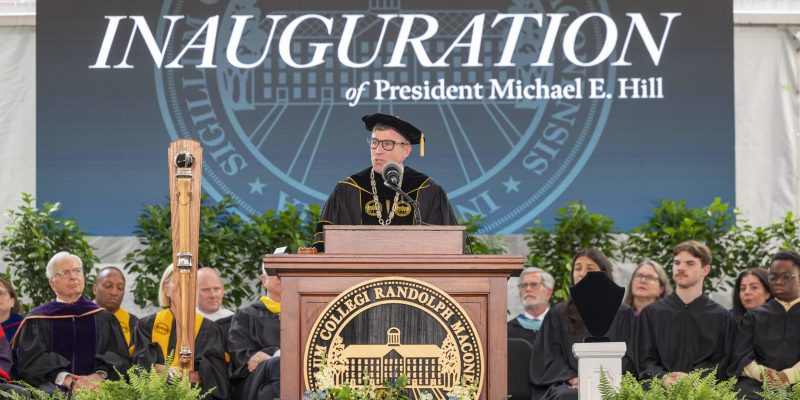 Michael Hill delivers an address at his inauguration as RMC President