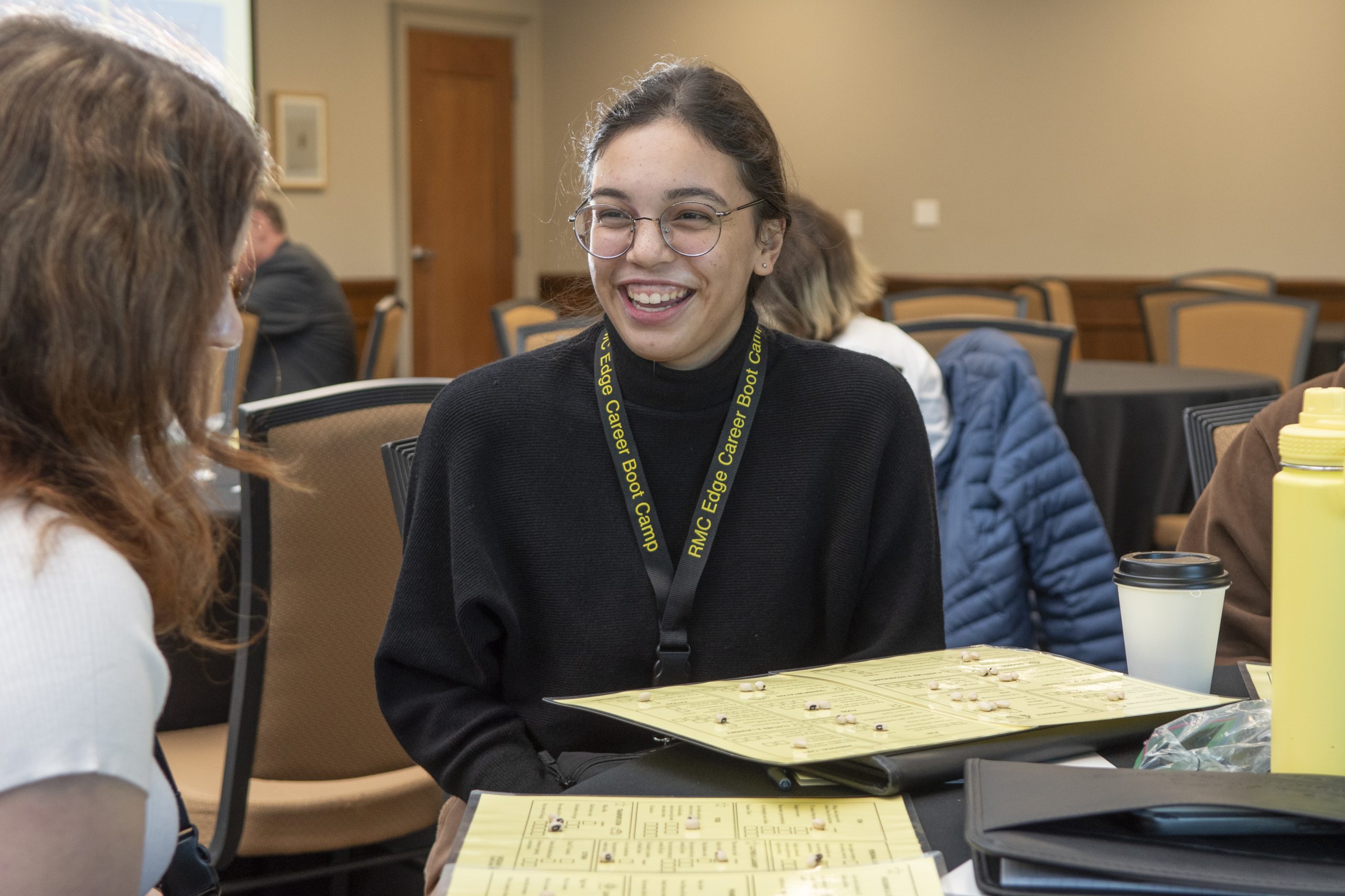 student Maddy Jones participates in an interactive activity during EDGE Career Boot Camp