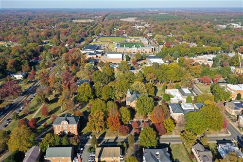 A drone shot overlooking R-MC's campus.