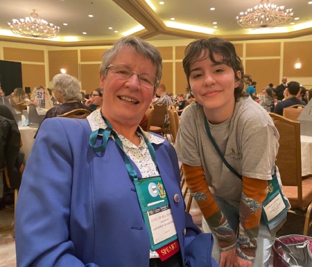Sasha Campana '23 poses with Dame Jocelyn Bell Burnell, the scientist that discovered pulsars